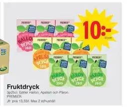 Matöppet Premier fruktdryck erbjuda