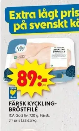 ICA Kvantum FÄRSK KYCKLING- BRÖSTFILÉ erbjuda