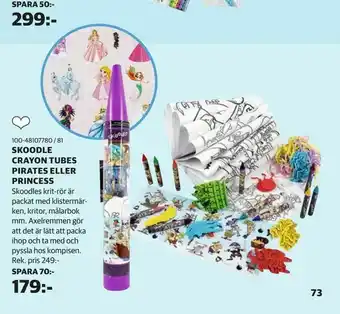 Lekia Skoodle crayon tubes pirates eller princess erbjuda