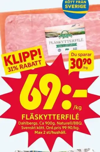 Ica Hajen Lagpris FLÄSKYTTERFILÉ erbjuda