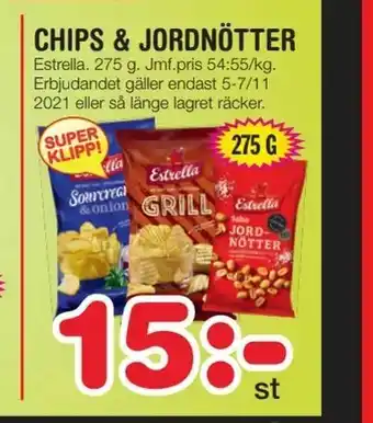 Nya Pulsen Chips & jordnötter erbjuda