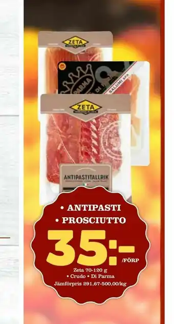 Supergrossen Antipasti • prosciutto erbjuda