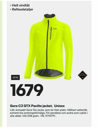 XXL Gore C3 GTX Paclite jacket, Unisex erbjuda