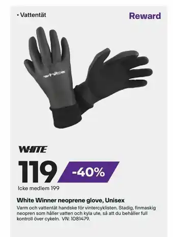 XXL White Winner neoprene glove, Unisex erbjuda