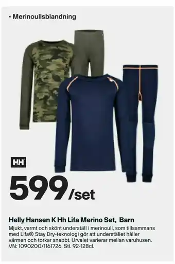 XXL Helly Hansen K Hh Lifa Merino Set, Barn erbjuda