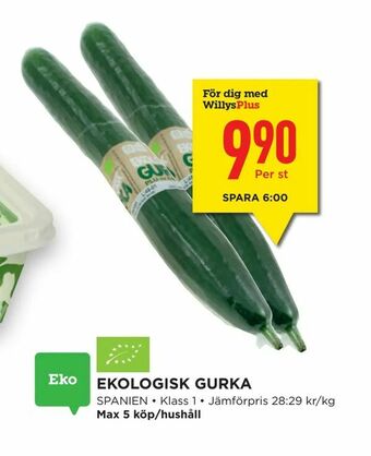 Willys Hemma Ekologisk gurka erbjuda
