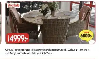 Bo Ohlsson Circus 150 matgrupp i konstrotting/aluminium/teak erbjuda