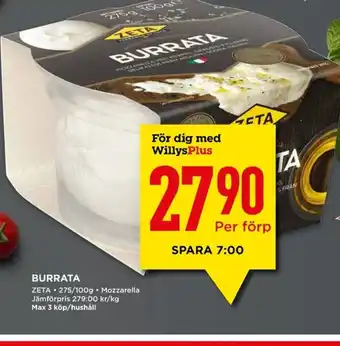 Willys BURRATA ZETA erbjuda