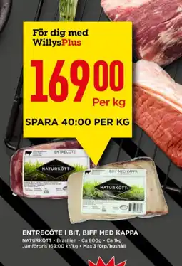 Willys Naturkött biff erbjuda