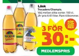 Coop Forum Läsk Trocadero/Champis erbjuda