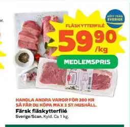 Färsk fläskytterfilé