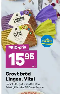 Grovt bröd Lingon, Vital