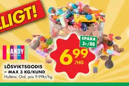 ÖoB LÖSVIKTSGODIS –. MAX 3 KG/KUND erbjuda