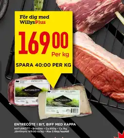 Willys ENTRECÔTE I BIT, BIFF MED KAPPA erbjuda