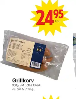 Matöppet Jm chark grillkorv erbjuda