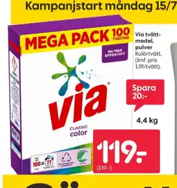 Rusta Via tvättmedel pulver erbjuda