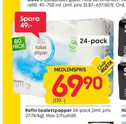 Rusta Refin toalettpapper erbjuda