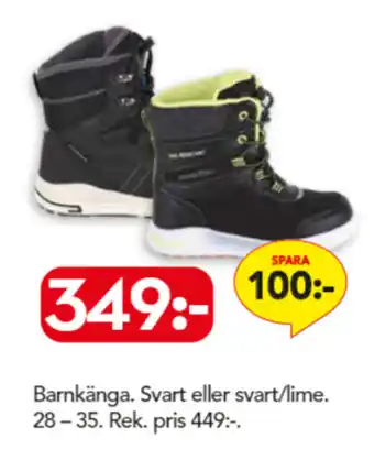 Bo Ohlsson Barnkänga Svart eller svart/lime 28-35 erbjuda