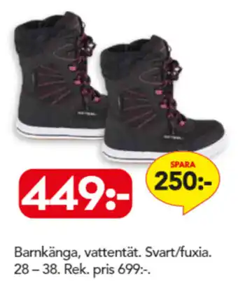 Bo Ohlsson Barnkänga, vattentät. Svart/fuxia. 28-38 erbjuda