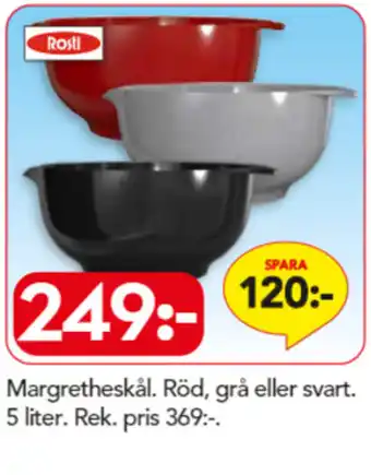 Rosti Margretheskål Röd, grå eller svart 5 liter