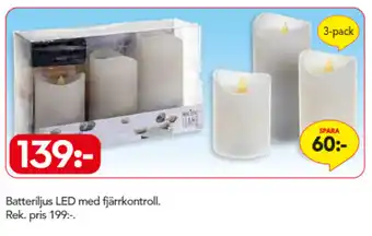 Bo Ohlsson Batteriljus LED med fjärrkontroll 3-pack erbjuda