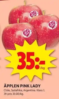 ICA Kvantum ÄPPLEN PINK LADY erbjuda