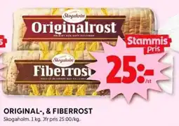 ICA Kvantum ORIGINAL-, & FIBERROST erbjuda