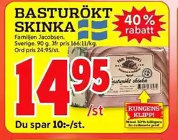 ICA Kvantum BASTURÖKT SKINKA erbjuda