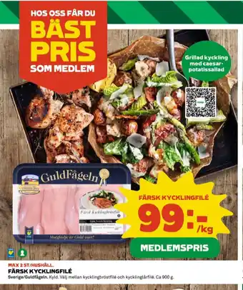 Coop Guldfågeln kycklingbröstfilé erbjuda