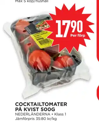 Willys COCKTAILTOMATER PÅ KVIST 500G erbjuda