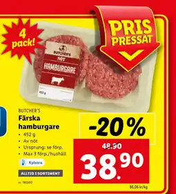 Lidl Färska hamburgare erbjuda