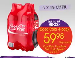Coca Cola, Coca Cola Zero, Fanta Apelsin 4 x 1,5 L