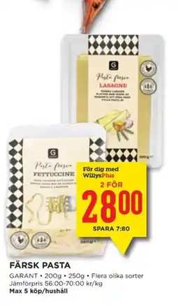 Willys FÄRSK PASTA erbjuda