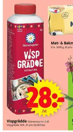 ICA Supermarket Skånemejerier vispgrädde erbjuda