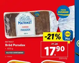 Lidl Svensk paradox bröd erbjuda