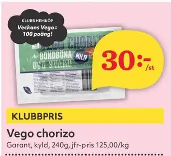 Hemköp Vego chorizo erbjuda