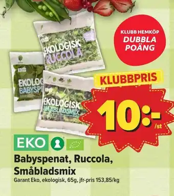 Östenssons Babyspenat, Ruccola, Småbladsmix erbjuda