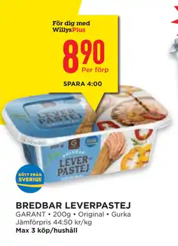 Willys Hemma BREDBAR LEVERPASTEJ erbjuda