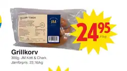 Matöppet Jm chark grillkorv erbjuda