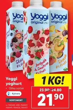 Lidl Yoggi yoghurt erbjuda