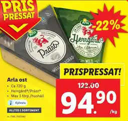 Lidl Arla ost erbjuda