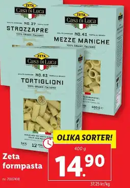 Lidl Zeta formpasta erbjuda