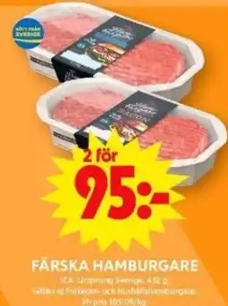 ICA Maxi FÄRSKA HAMBURGARE erbjuda