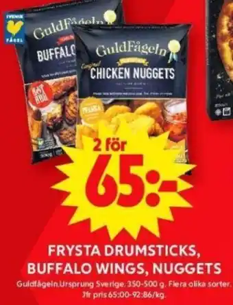 ICA Maxi FRYSTA DRUMSTICKS, BUFFALO WINGS, NUGGETS erbjuda