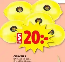 ICA Kvantum CITRONER erbjuda