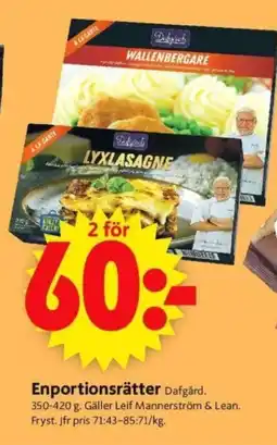 Enportionsrätter Dafgård.