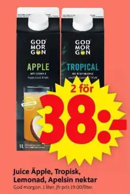 ICA Supermarket Juice Äpple, Tropisk, Lemonad, Apelsin nektar erbjuda