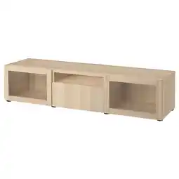 BestÅ Tv-bänk, vitlaserad ekeffekt/lappviken vitlaserad ekmönstrat klarglas, 180x42x39 cm