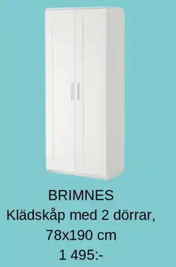 IKEA BRIMNES Klädskåp med 2 dörrar, 78x190 cm erbjuda