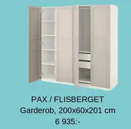 IKEA PAX / FLISBERGET Garderob, 200x60x201 cm erbjuda